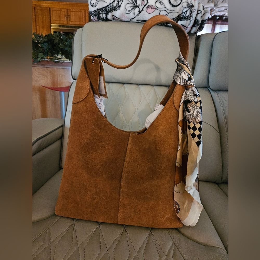 Large Tan Suede Shoulder Bag